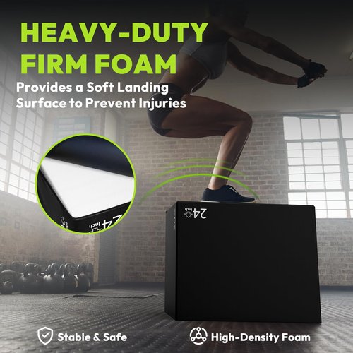 HANDBODE Heavy Foam Plyometric Box, Jumping Exercise Equipment Trainer with Anti-Slip Surface for Workout Training, Pro-Duty HIIT Exercise Foam Plyo Box, Home Gym