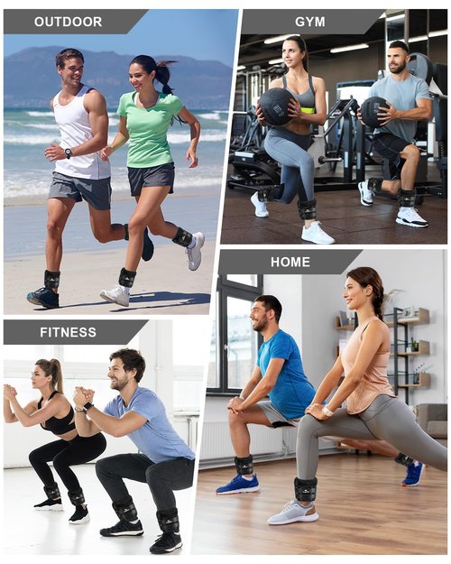 Fragraim Adjustable Ankle Weights 1-20 LBS Pair with Removable Weight for Jogging, Gymnastics, Aerobics, Physical Therapy, Resistance Training|Each 2-10 lbs, Total 20LBS, Black
