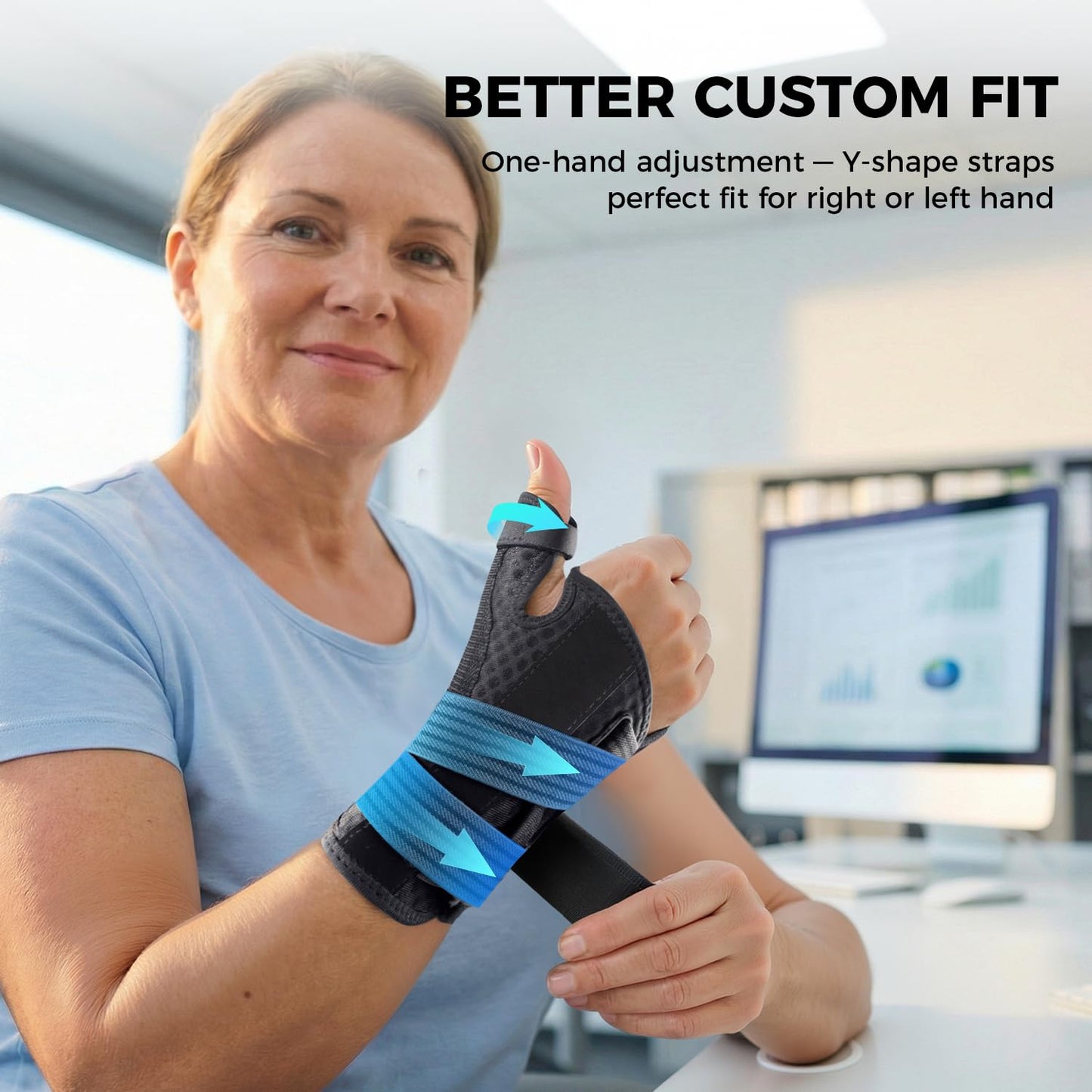 Medical-Grade Thumb Brace for Right & Left Hand,[Upgraded Breathable & Support] Thumb Spica Splint for Pain Relief, Adjustable Thumb Stabilizer for Arthritis, De Quervain's Tenosynovitis, Sprains, Trigger Finger, M