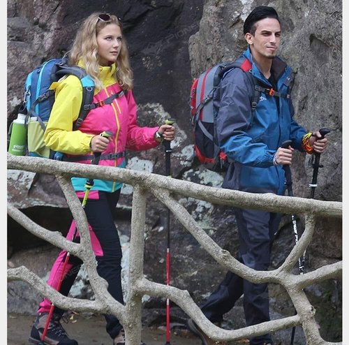 Hiking Poles 7001 Super-Hard Aluminum & Carbon Fiber Trekking Poles, Lightweight, Collapsible, Includes Mud Baskets, Foot Cover & Carry Bag