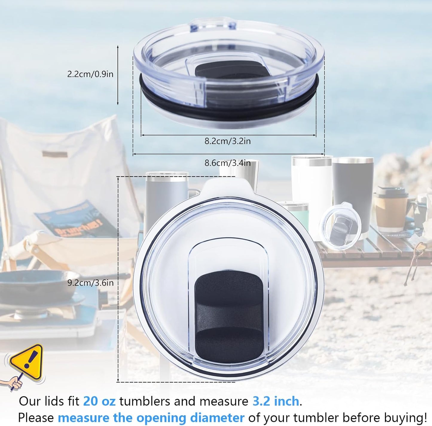 3 Pack 20 oz Tumbler Lid, Magnetic Slider Replacement Lids for YETI 20 oz Tumbler, 10/24 oz Mug and 10 oz Lowball, Spill Proof Cup Lids Covers Compatible for Ozark Trail, Old Style Rtic, BPA Free