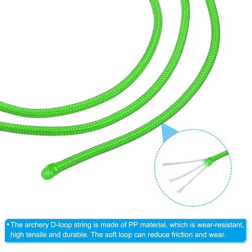 PATIKIL Archery D Loop Rope 10 FT, Bow D Loop String Release Material Nock Wire Nocking Loop Buckle Ring for Compound Bowstring, Bright Green