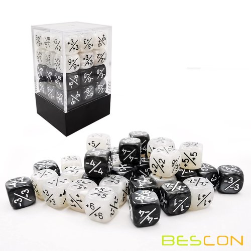 36pcs 12mm Positive & Negative Dice Counters Set, Small Token Dice Compatible with MTG, CCG, Card Games