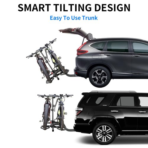 WEIZE Hitch Bike Rack, Wobble Free Smart Tilting Folding Bicycle Car Racks for Standard, Fat Tire and Electric Bike, 2-Bike 160 lbs Capacity, 2-inch Receiver