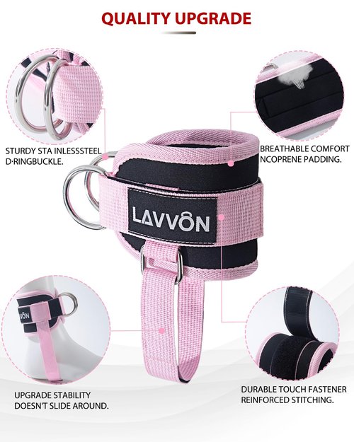 Barbell Squat Pad Set Nylon Padding AntiSlip- Thick Foam Barbell Pad for Squats Cushion,Lunges&Bar Padding for Hip Thrusts -Standard Weight Bar Pad -With Wrist Straps Weightlifting (Ankle-Pink)