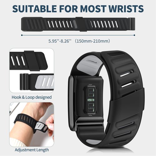 DADO Comfort Durable Silicone Wristband Compatible with WHOOP 4.0 Band, Soft Silicone Sports Loop Strap for Men & Women, with U Shapped Connector (Blue)