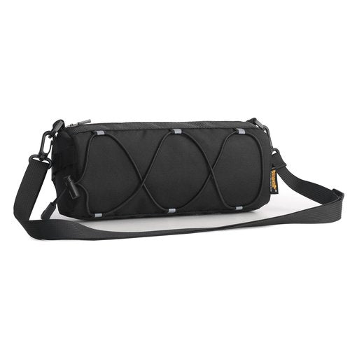 Rhinowalk Bike Handlebar Bag, Bicycle Front Bag Frame Storage Roll Bag Mountain Road Bikes Commuter Shoulder Bag Professional Cycling Accessories-Black+Black