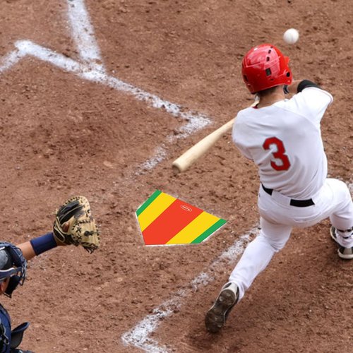BWZYdy Baseball Home Plate - 17" Tri-Color Blended Rubber Mat for Pitching & Hitting Practice, Softball Training | 0.6lbs Lightweight, Portable Design with Carry Bag, All-Weather Baseball Bases