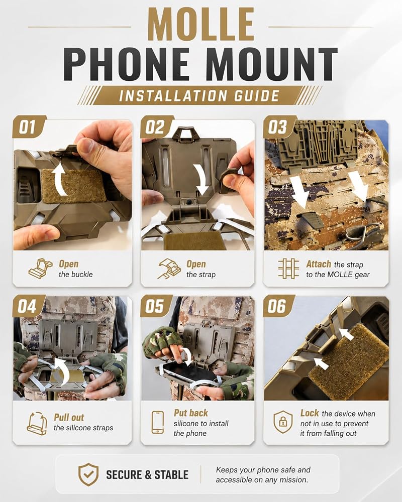 Molle Phone Holder for Plate Carrier—Phone Mount 4.7-6.7 Inch