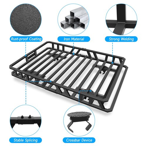 NIHAO 60"x36"x5" Heavy Duty Roof Rack Cargo Carrier, Universal Car Top Luggage Basket for SUV, Truck, RV, Pickup, Holds Up to 250 Lbs