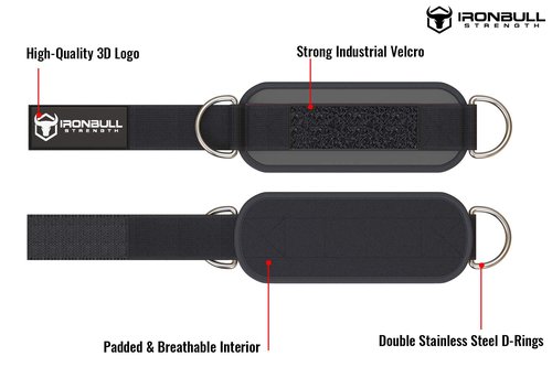 Ankle Straps for Cable Machines (Pair) - Double D-Ring Attachment, Fully Adjustable, Breathable Comfort Neoprene - For Legs, Glutes, Abs and Hips Workouts - Fits Women & Men (Black)