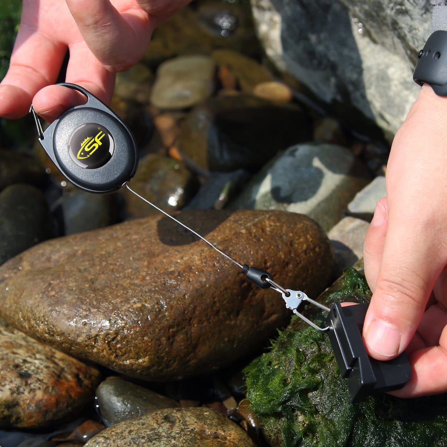 SF Fly Fishing Zinger Retractor 3PCS Steel Cord Black