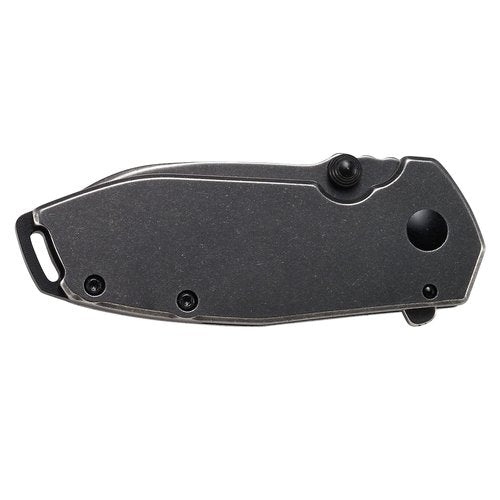 CRKT Squid Black Everyday Carry Assisted Folding Knife with Frame Lock: Stainless Steel Plain Edge Blade, Stainless Steel Handle, Pocket Clip, 2493