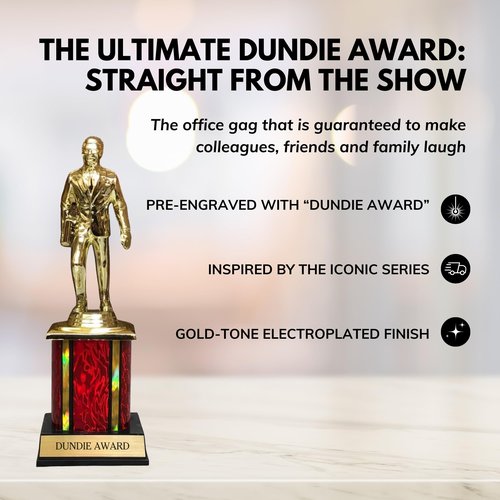 Dundie Award Trophy | Pre-Engraved Dundie Award | Funny Trophy Gift for Adults, Coworkers, Boss & Friends | Office-Inspired Desk Display | 10” Tall Novelty Gift by Trophy Outlet