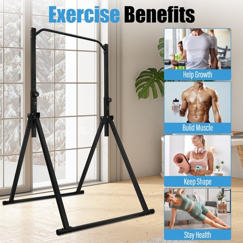 Foldable Pull Up Bar, Power Tower Workout Dip Station Height Adjustable Pull Up Bar for Home, Multifunction Fitness Tower Station Gym Training Equipment