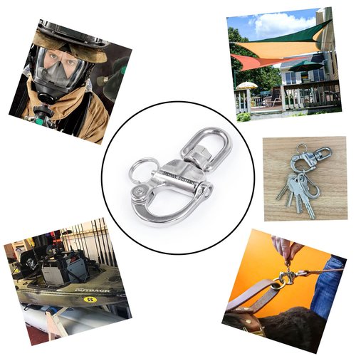 SHONAN 2.75" Quick Release Snap Shackle, 2 Pack Marine SCBA Mask Quick Release Clips Swivel Eye Snap Shackles, Stainless Steel Sailing Shackles Rigging Clips for Sailboat Halyard