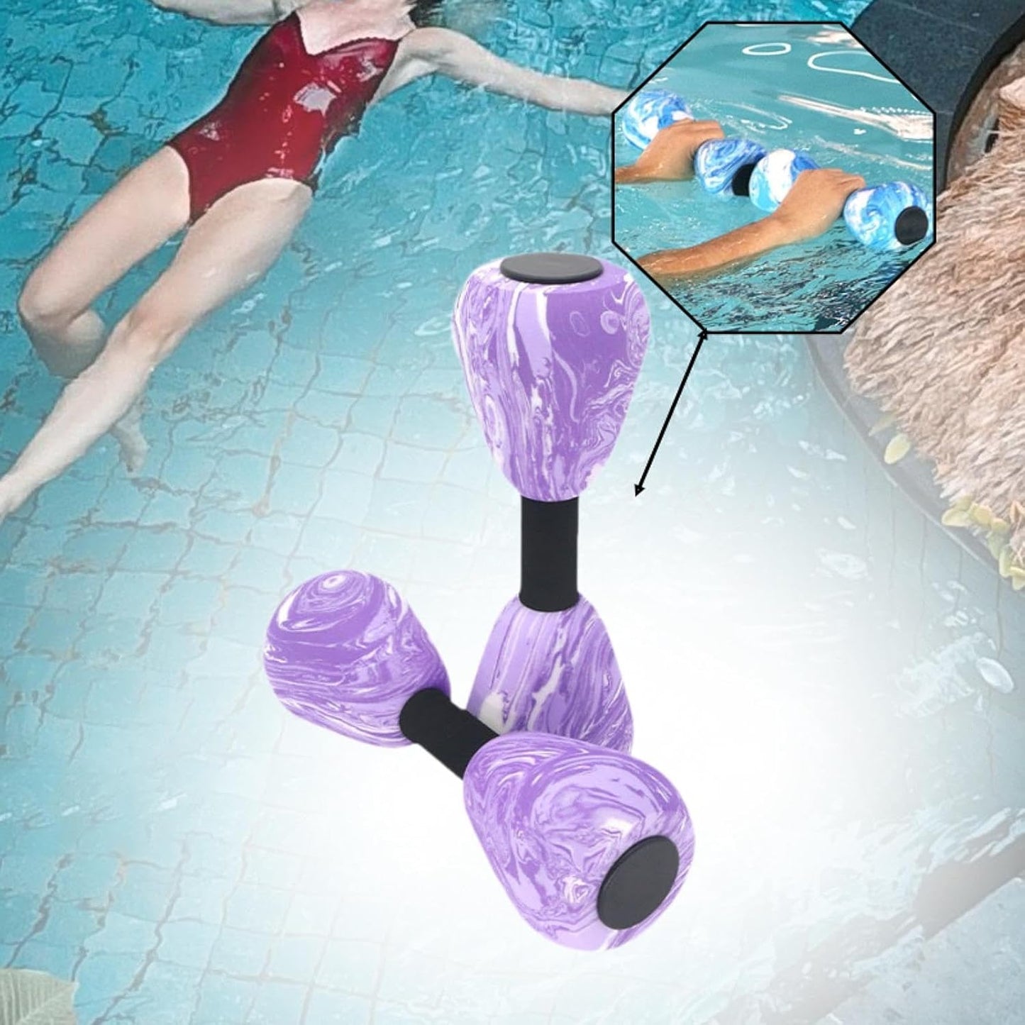 2 Pieces Aquatic Dumbbell Swim Barbell, Portable Swim Training Water Dumbells Fitness Equipment Pool Dumbbell for Gym Pool