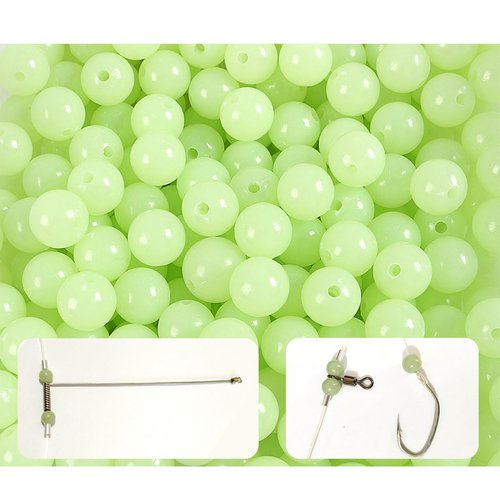 Fcnjsao 100Pcs Nonslip Luminously Fishing Beads Round Space Beans Hard Fishing Beads Stopper Fishing Tackle Tool Enduring