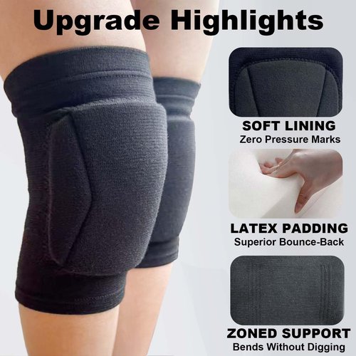 JYBTAA Men/Women Knee Pads for Volleyball Wrestling Sports, Lightweight Compression Knee Sleeve for Execise Fitness Workout, Protective Kneepad for Gardening Cleaning Kneeling Work, Black Plus Size (1 Pair)
