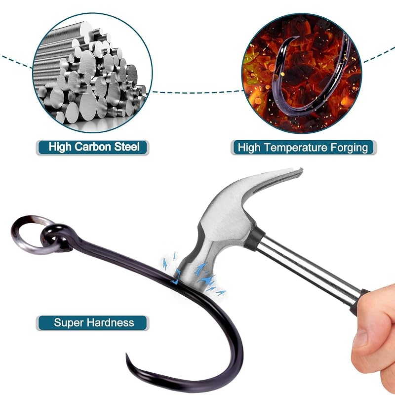 9KM DWLIFE Circle Hooks – 4X High Carbon Steel Ringed Fishing Hooks (Variation 1#)
