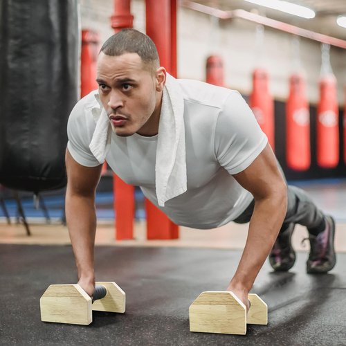 Trlakepreble Wooden Parallettes Push Up Bars, Anti-Slip Push-Up Handles, Mini Handle Pumps, Dip Station Dip Bar, Handstand Bars for Calisthenics and Fitness（log）