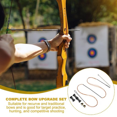 PATIKIL 53 Inch Bow String Replacement, Archery Bowstrings Accessories 12 Strands Bowstring with Finger Guard & 2 Brass Nock Points for Traditional Recurve Longbow, Black-Orange