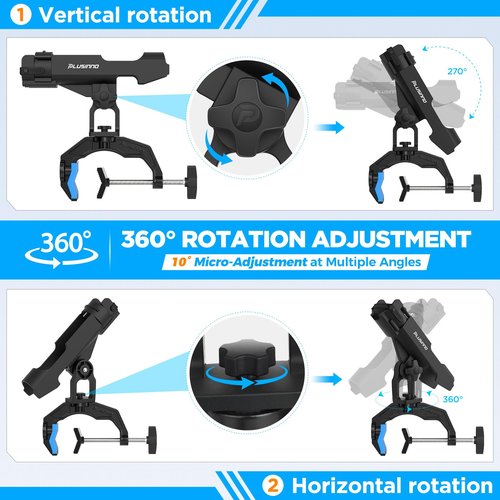 PLUSINNO 2 Pack Fishing Rod Holders for Boat, Upgraded Dual-V Shaped Design, Fit Round/Square Tube Boat Fishing Gear