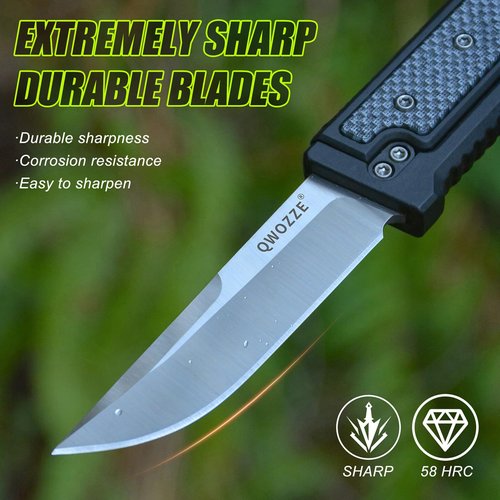 QWOZZE Outdoor camping hiking knife, fishing line cutting knife (acrylonitrile material handle)