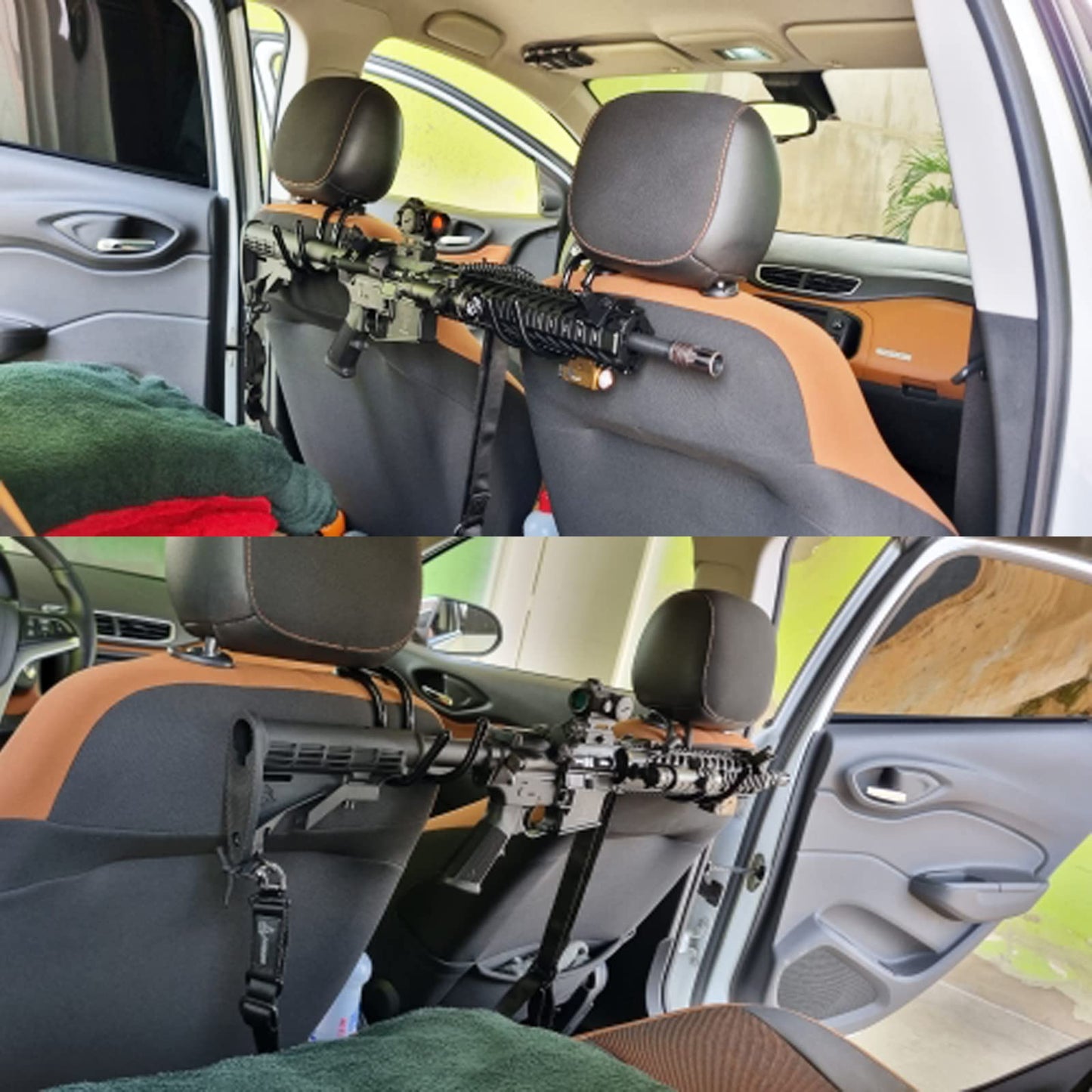 2 Pack Seat Back Gun Rack Bow Rack Holder Gun Holder Gun Sling Organizer for Truck, Car to Hold Rifles - No Installation Tools Required, Simple to Install. - No Rifles Included