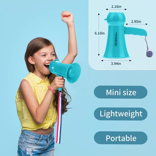 MGROLX Mini Megaphone Bullhorn with Voice Changer Function | Built-in Siren & Record | Portable Speaker for Kids, Adults, Cheerleading and Party（Teal）