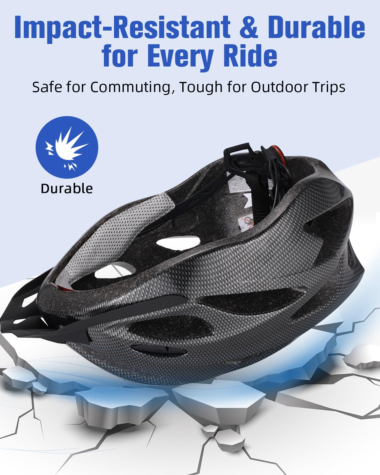 Zacro Adult Bike Helmet, Lightweight Bicycle Helmet with Removable Pads and Visor, CPSC Certified Safety Helmet for Men Women, Mountain Road Cycling Helmet for Adult, Black