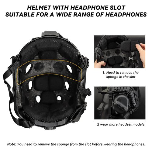AOUTACC Lightweight Tactical Fast Helmet, Integrated Tactical Airsoft Helmet with NVG Mount Base, Side Rails,Pre-Slotted Headset Strap and Helmet Accessories for Outdoor Sports-Camouflage