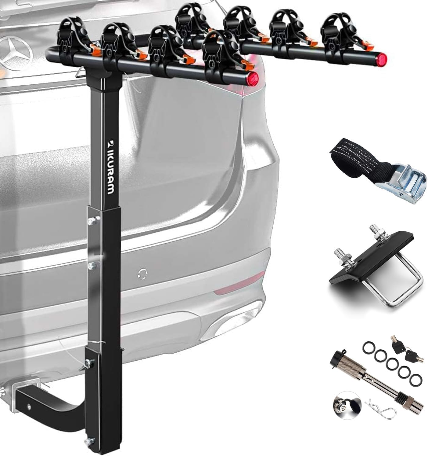 2 Bike Rack Hitch Mount, 200 lbs Electric Bicycle Carrier Rack Platform Style for Cars Trucks SUVs Minivans, fits MTB Gravel Road Bike with Up to 5-inch Fat Tire Carrier Rack - 2" Hitch Receiver