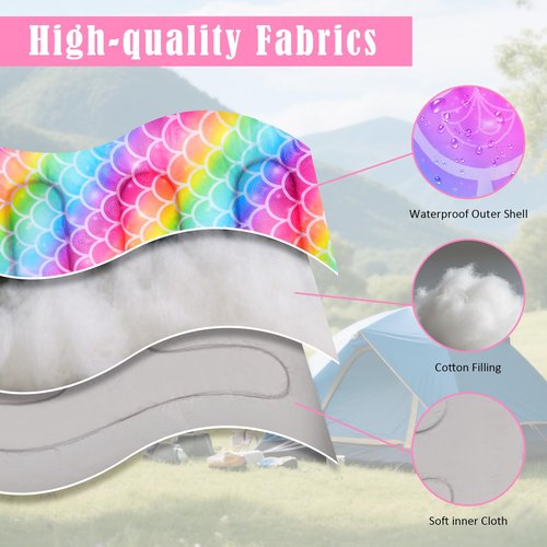 Ausletie Camping Sleeping Bag for Kids Girls Boys,3 Season Warm Sleeping Bag Waterproof Portable for Outdoors Traveling,Camping