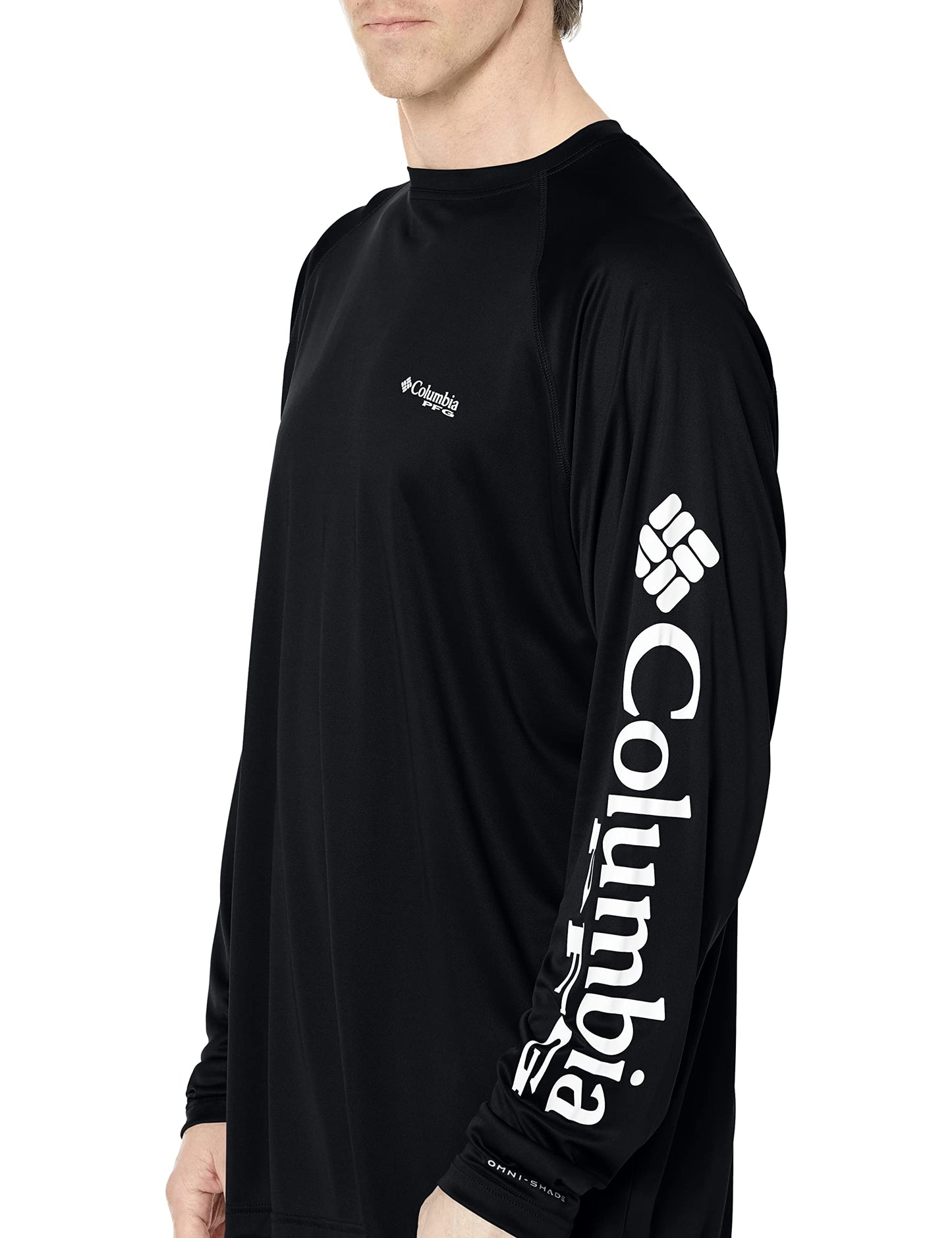 Columbia Men's PFG Terminal Tackle Long Sleeve Fishing Shirt, Black/Cool Grey Logo, Large Tall