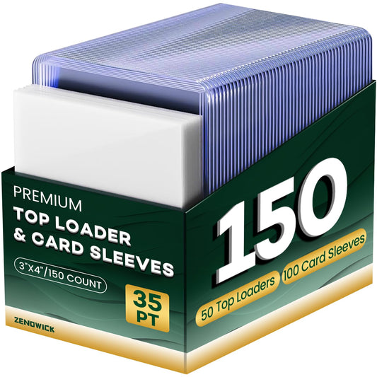 150 Card Sleeves Top Loaders for Cards, 3" x 4" Hard Plastic Toploaders, Baseball Card Protectors, Trading Card Holder for Football Sports Cards (50 Toploaders + 100 Penny Sleeves)