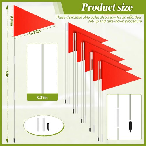 Fanfanwin 10 Pcs Soccer Corner Flags 70 Inch Portable Training Agility Poles Fiberglass Flag Pole for Outdoor Grass Fields Soccer Training