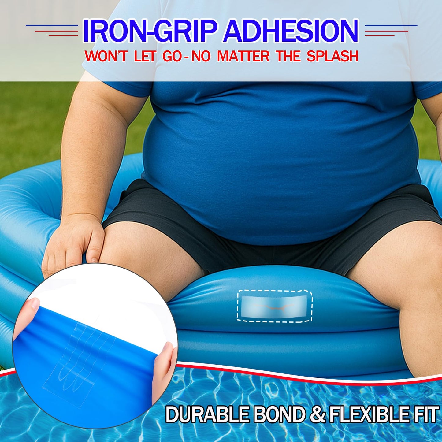 Air Mattress Patch Kit, Heavy Duty Underwater Pool Liner Patch Kit, Effective Vinyl Glue for Above Ground Pool, Paddle Board, Float, PVC Boat, Raft, Air Bed, Bounce House, Hot Tub, Gentle Formula