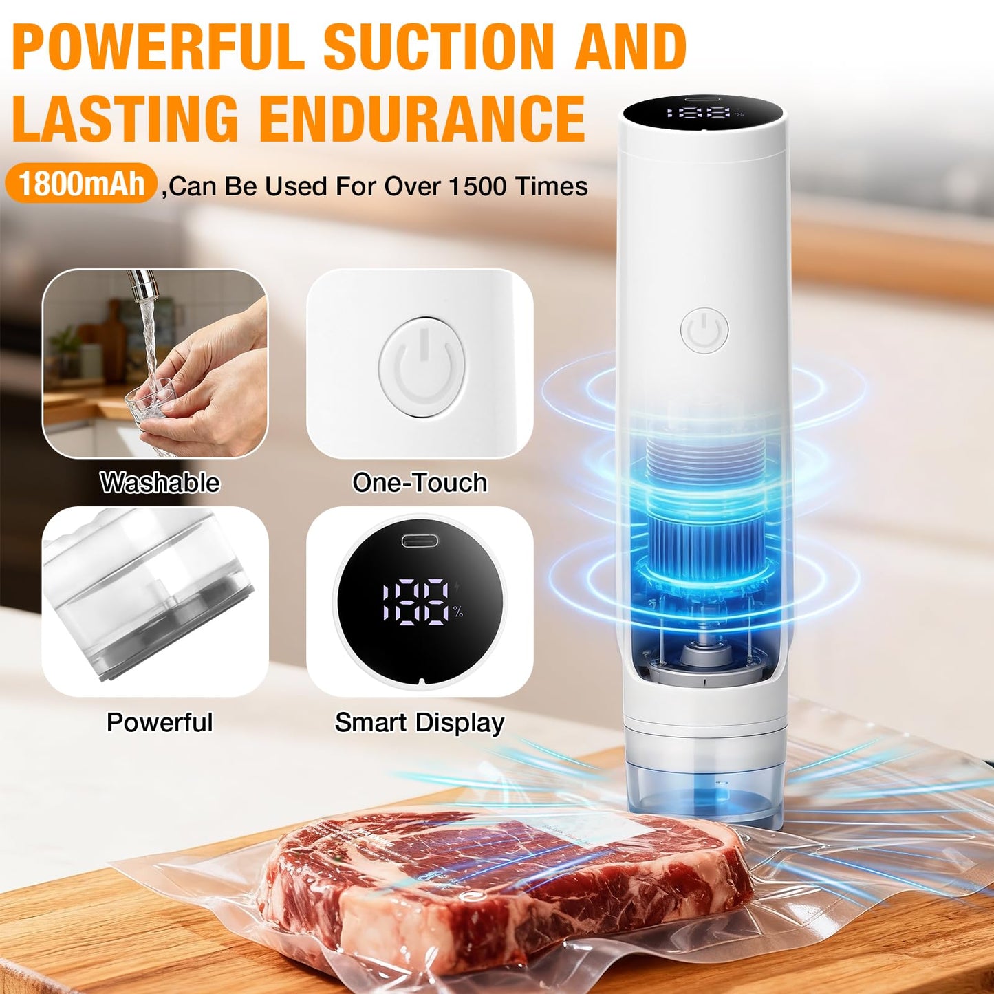 GURITHE Compact Vacuum Sealer for Food, Handheld Vacuum Sealer Machine with 30 Reusable Bags, Portable Automatic Food Sealer for Freezer Storage, Travel, Camping