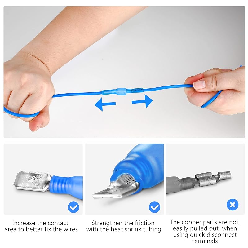 600 Pcs Heat Shrink Wire Connectors Kit - Insulated Ring, Fork, Spade, Butt & Schrink Terminals for Automotive Marine