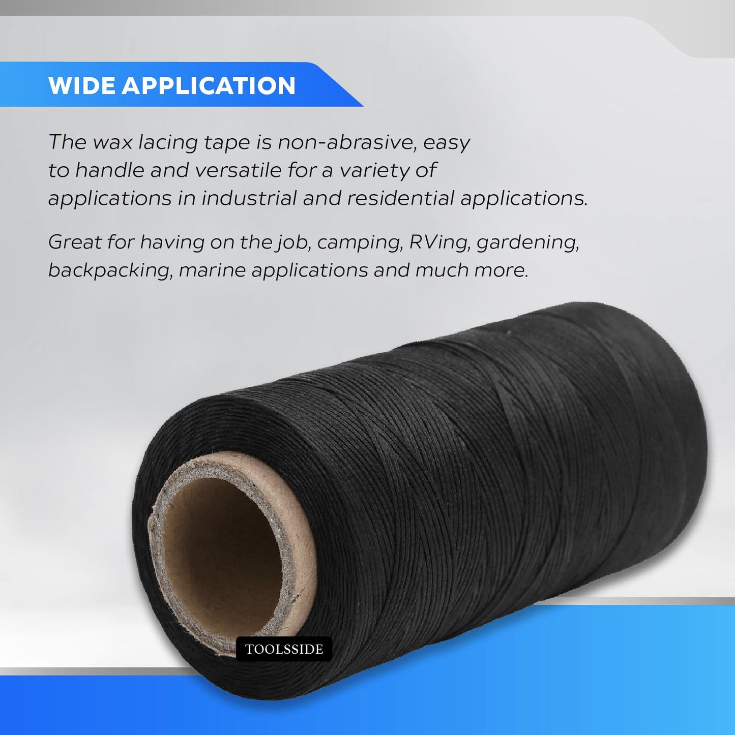 9-Ply Black Waxed Twine 1500 Feet/500 Yard Wax Lacing Cord Nylon - 1 Roll