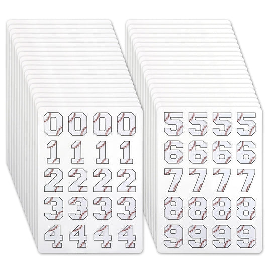 200pcs Helmet Number Stickers, Self-Adhesive Numeric Sports Decals for Baseball Hockey & Football Helmets Waterproof Numbers for Player Identification (White)