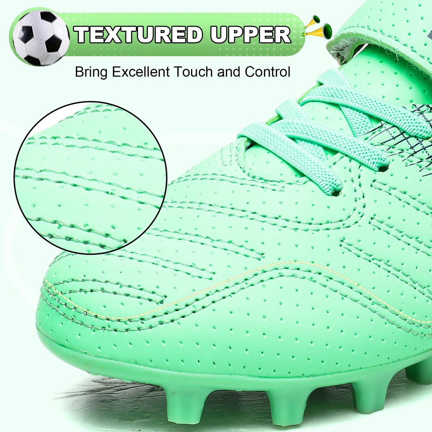 BUWTDAY Kids Soccer Cleats Boys Girls Athletic Outdoor Firm Ground Youth Football Shoes(Little Kid/Big Kid) Green