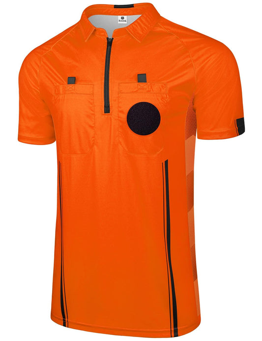 FitsT4 Sports Pro Soccer Referee Jersey Short Sleeve Ref Shirts Orange X-Small