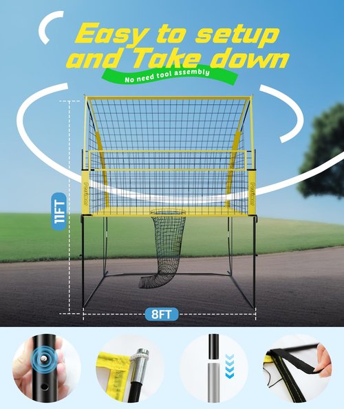 Volleyball Training Net System,7 Adjustable Heights Practice Equipment Net Station,Improve Volleyball Serve&Spike Skills with Ball Return, Portable &Easy Setup for Backyard Individual &Team Practice