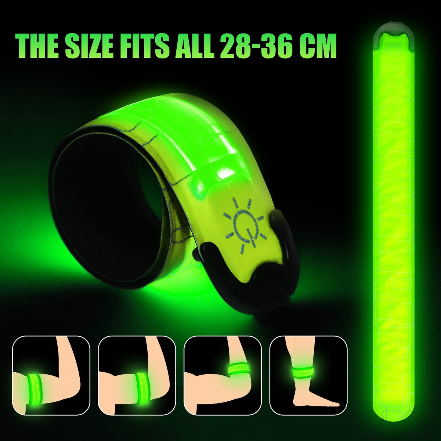 Aucuu Light Up Armband LED Slap Safety Armband for Kids Night Walking, LED Luminous Armband Magic Strap for Running, Cycling, Jogging