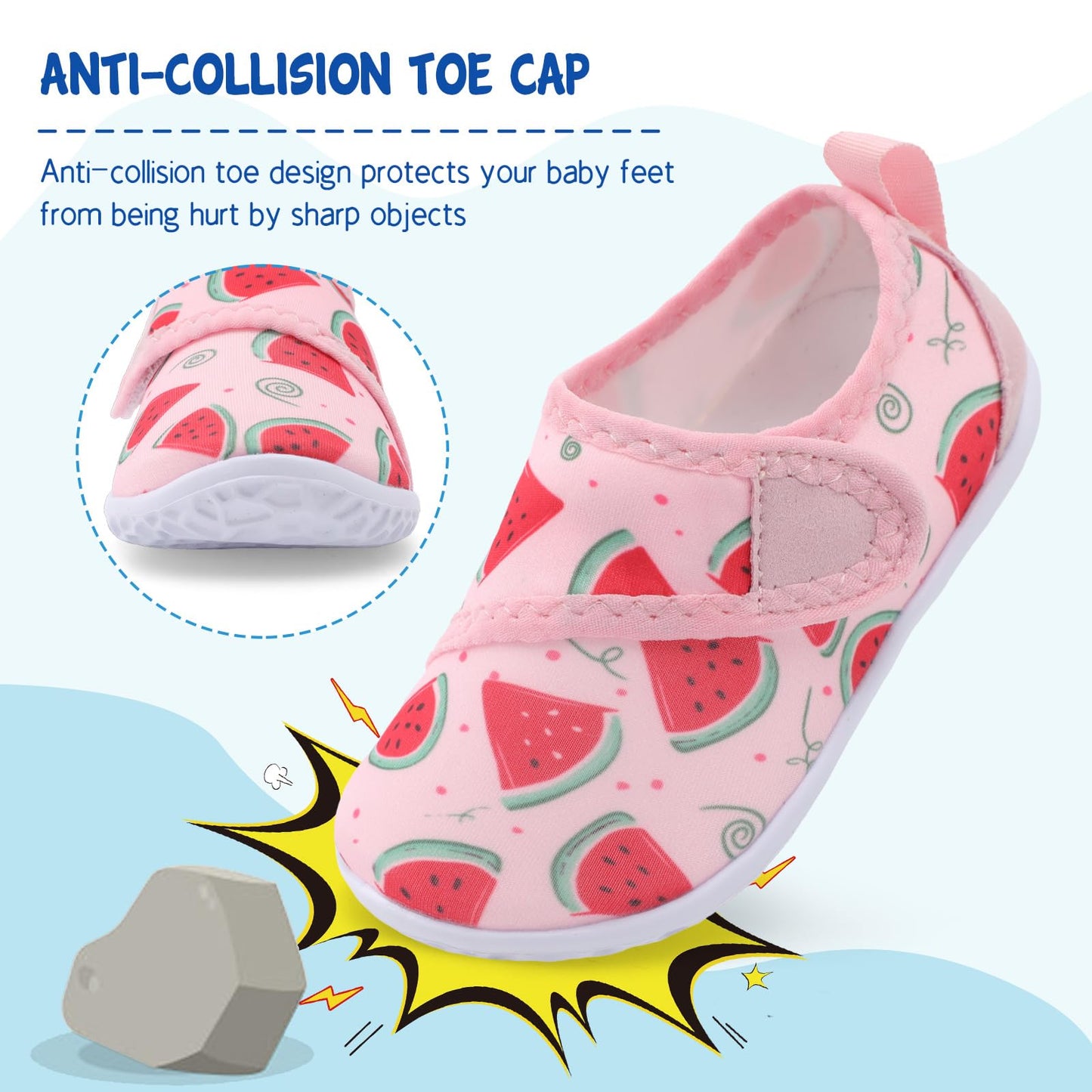 LeIsfIt Toddler Water Shoes Boys Girls Barefoot Aqua Socks Kids Breathable Quick-Dry Swim Shoes for Beach Pool Surf, Watermelon, 5 Toddler
