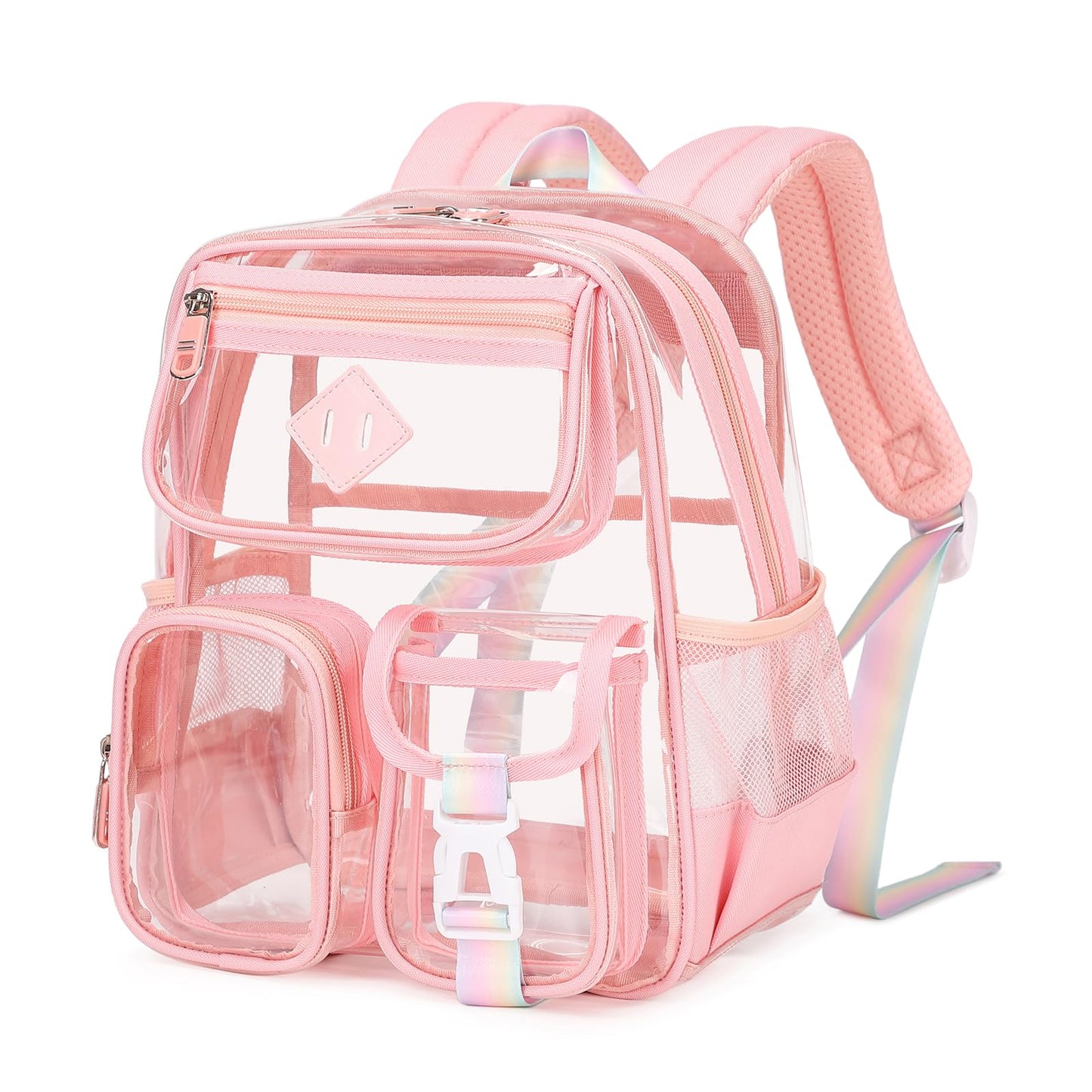 PIG PIG GIRL Mini Clear Backpack for Stadium Events, Small Clear Bag for Child for Festival Concert,Pink(Not Fits School)