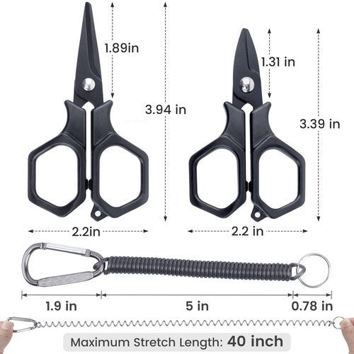BB Hapeayou Fishing Scissors Braid Line Cutter with Coiled Lanyard for Freshwater/Saltwater(2 Pcs)