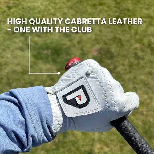 PUR3 2 Pack Golf Gloves Men Right Handed Golfer | Real Genuine Cabretta Leather Glove - Super Soft Feel - Ball Marker Included - Size Medium Large